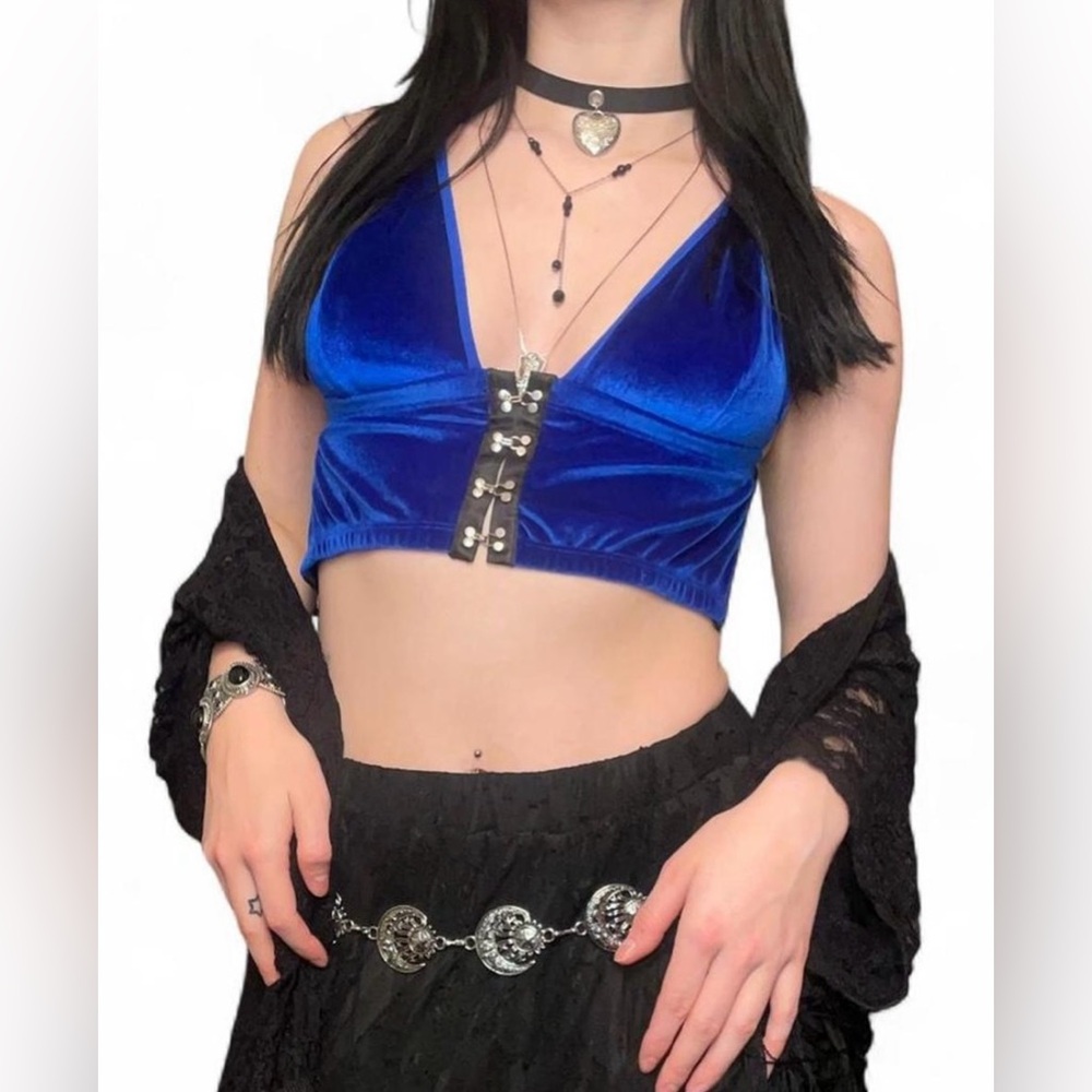 royal blue velvet midnight sky whimsigoth empress mimi bralette top